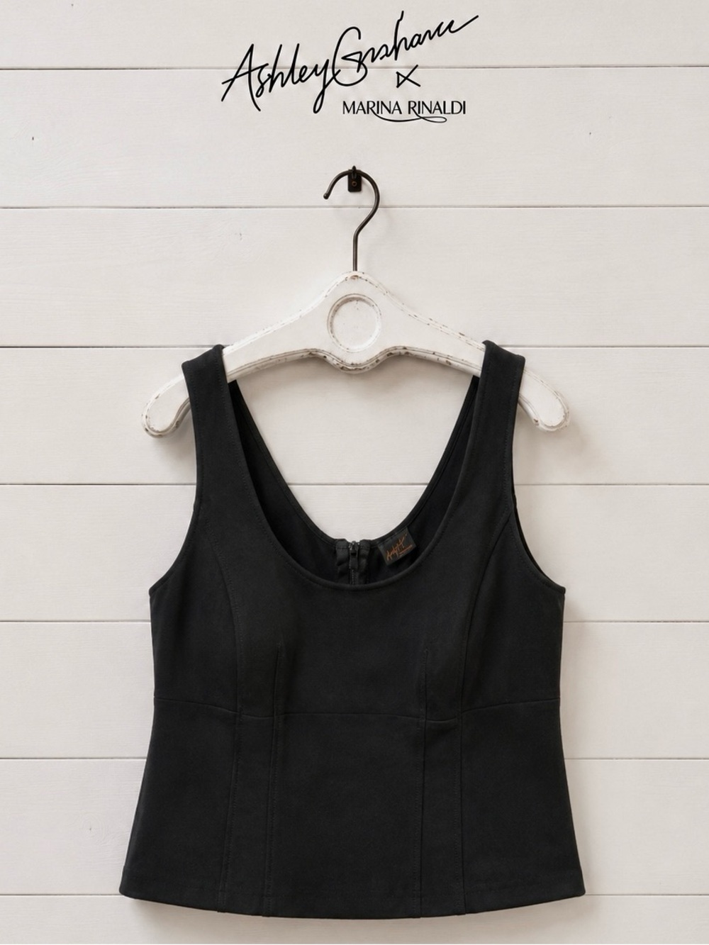 ASHLEY GRAHAM X MARINA RINALDI Black Sculpted Zip Top Size 16